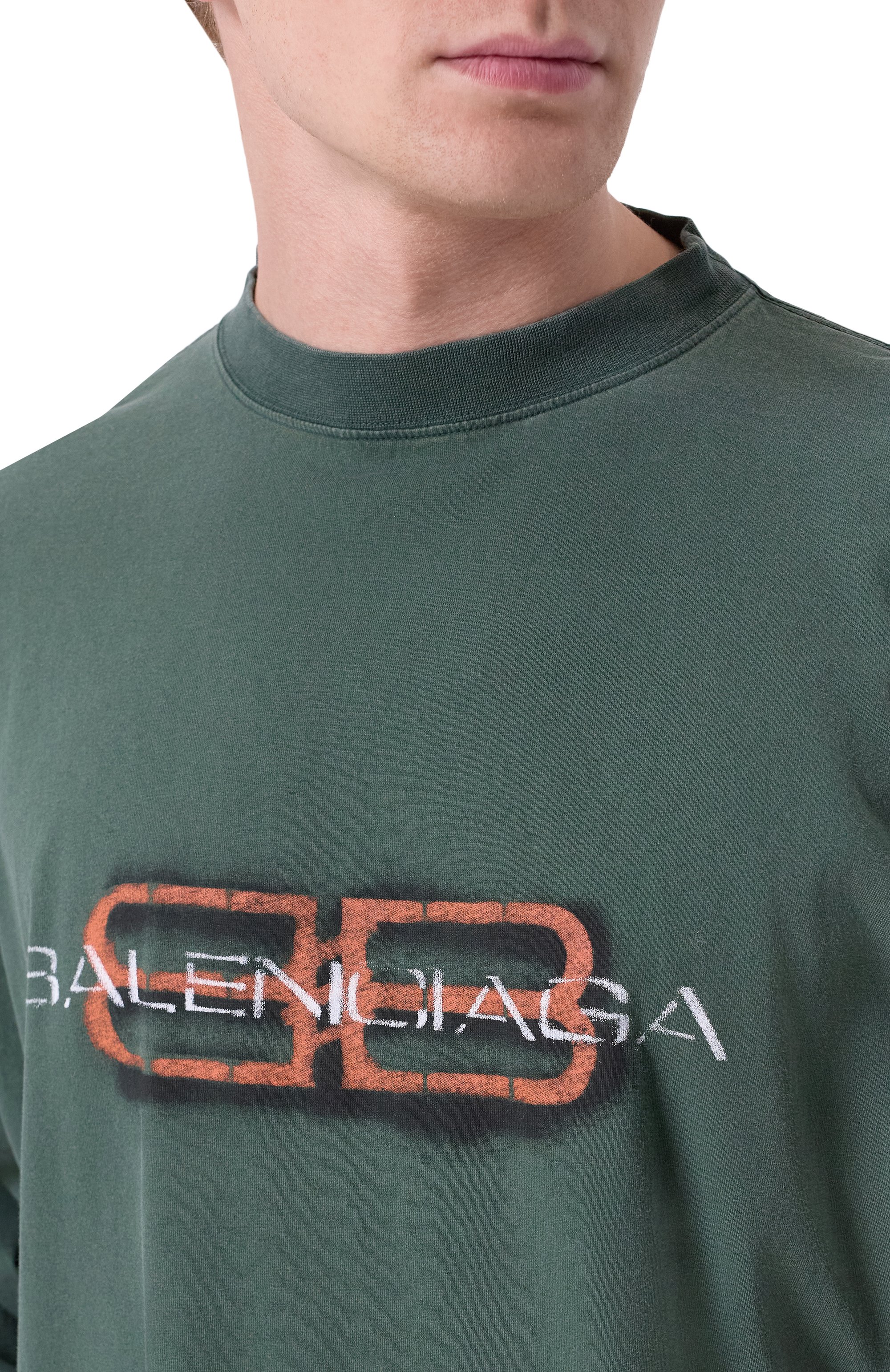 Хлопковый лонгслив BALENCIAGA зеленого цвета по цене 118000 руб., арт. 850404/TTVD6, фото 5 Хлопковый лонгслив BALENCIAGA, арт. 850404/TTVD6, фото 5