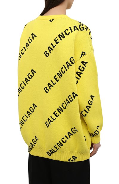 Свитер из хлопка и шерсти BALENCIAGA желтого цвета по цене 92200 руб., арт. 657528/T3200, фото 4 Свитер из хлопка и шерсти BALENCIAGA, арт. 657528/T3200, фото 4