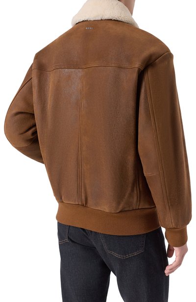 Кожаный бомбер с воротником из овчины BOSS ORANGE, арт. 50547567, фото 4