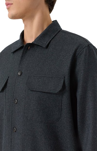 Шерстяная рубашка CAPOBIANCO темно-серого цвета по цене 67550 руб., арт. 19M501.FL00., фото 5 Шерстяная рубашка CAPOBIANCO, арт. 19M501.FL00., фото 5