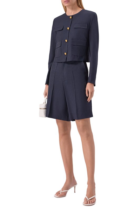 Жакет из вискозы и льна P.A.R.O.S.H. D420433G/RAISA26 Синий  D420433G/RAISA26 Фото 2