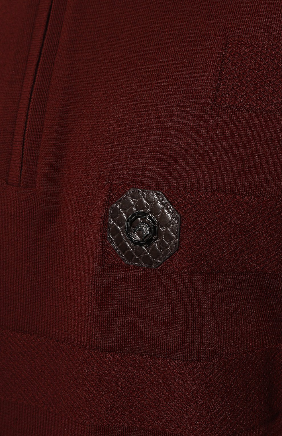 Шерстяное поло с отделкой из кожи аллигатора STEFANO RICCI, арт. KE06000AZ1/E23301/ALMIS, фото 5