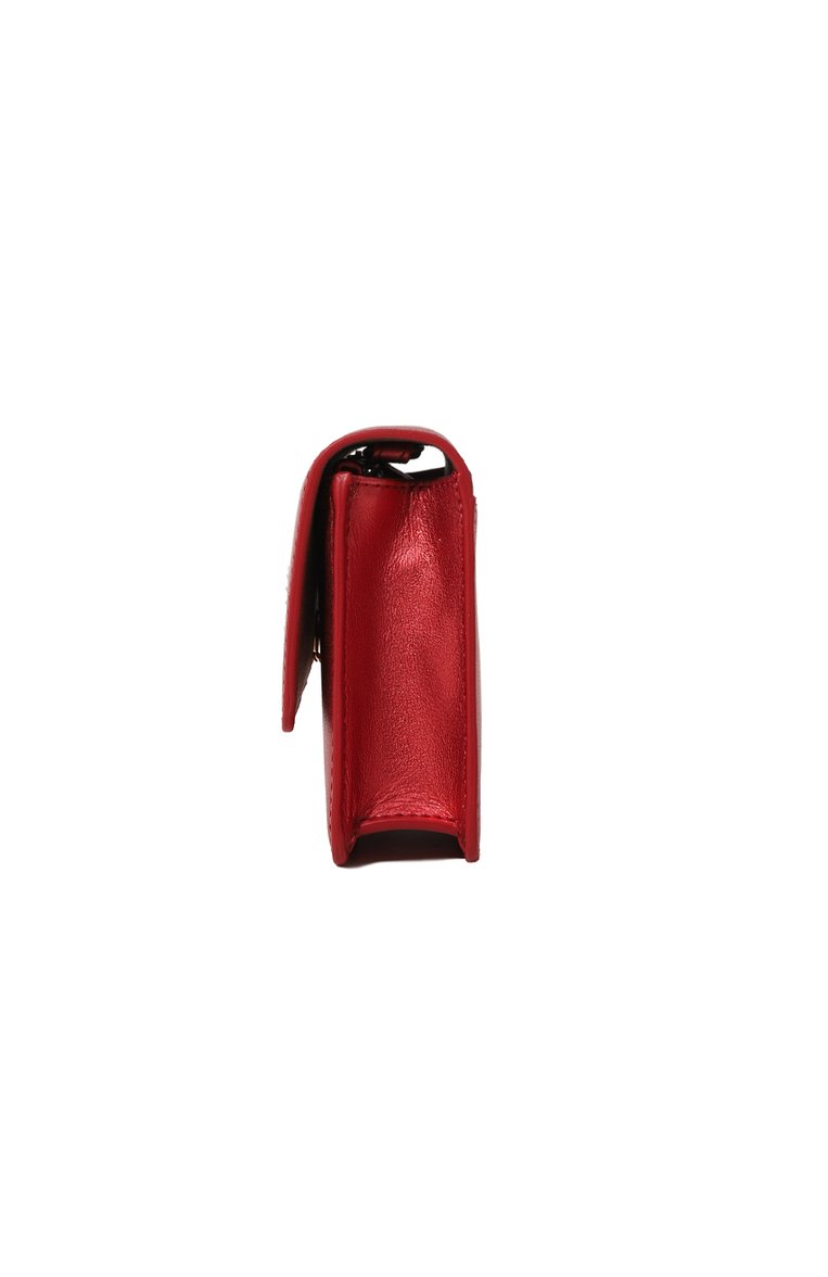 Женская сумка diamante FURLA красного цвета, арт. WE00568/BX2658 | Фото 4 (Сумки-технические: Сумки через плечо; Материал: Натуральная кожа; Материал сплава: Проставлено; Ремень/цепочка: На ремешке; Драгоценные камни: Проставлено; Размер: small)
