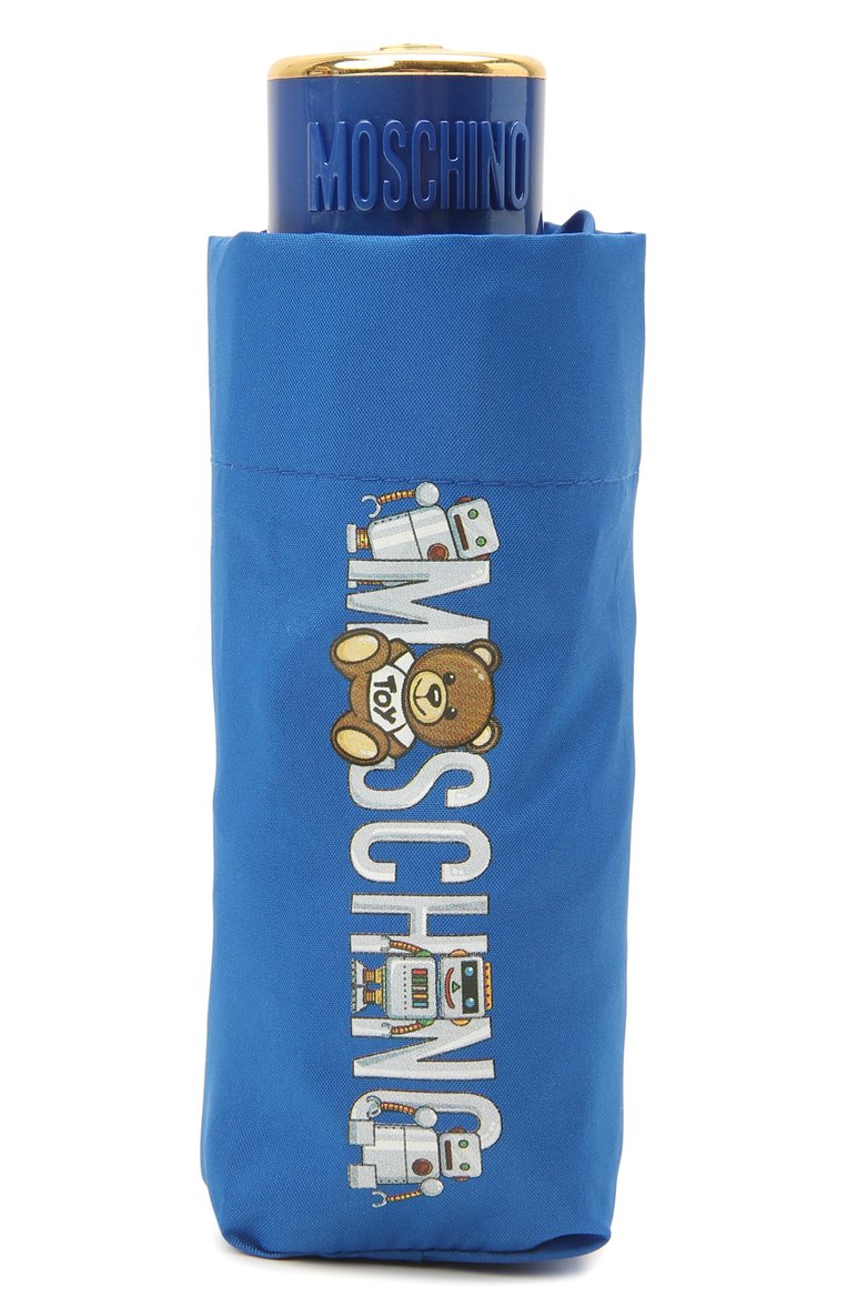 Женский складной зонт MOSCHINO голубого цвета, арт. 8123-SUPERMINI | Фото 4 (Материал: Текстиль, Металл, Синтетический материал; Нос: Не проставлено)