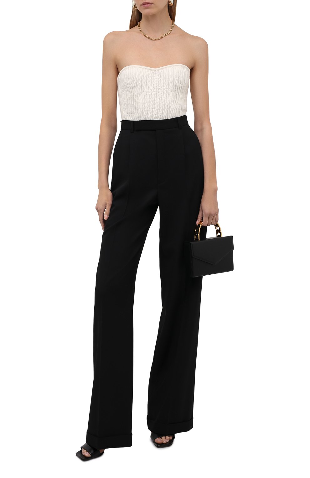 Шерстяной топ SAINT LAURENT кремового цвета по цене 71800 руб., арт. 651300/YAYX2, фото 2 Шерстяной топ SAINT LAURENT, арт. 651300/YAYX2, фото 2