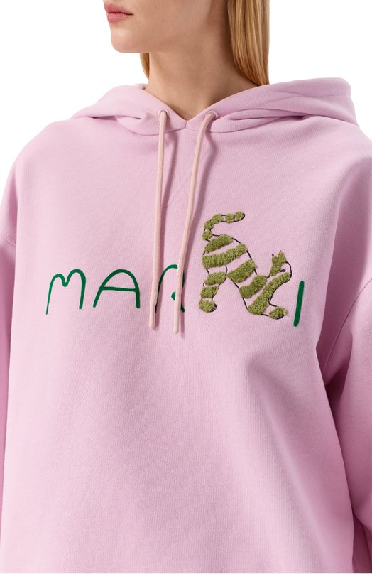 Хлопковое худи Marni FLJE0242S0/USCY85 Розовый  FLJE0242S0/USCY85 Фото 5
