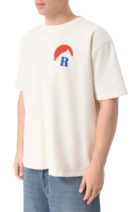 Хлопковая футболка Rhude RHPS26TT18012 Кремовый  RHPS26TT18012 Фото 3