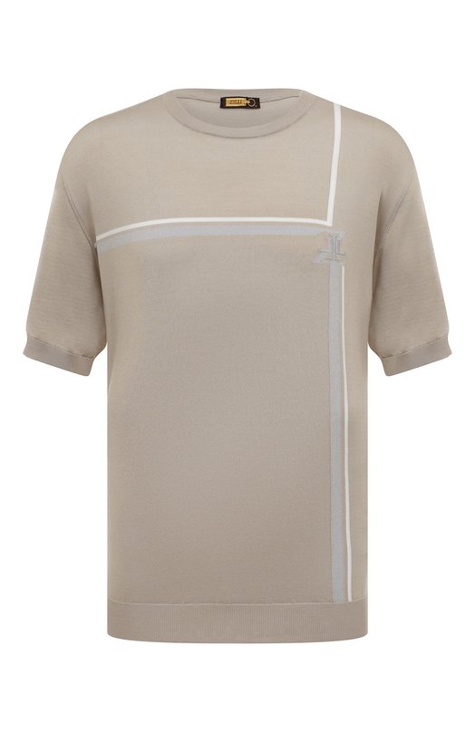 Джемпер из хлопка и шелка Zilli MBX-TS030-LETT1/MC01 Бежевый MBX-TS030-LETT1/MC01