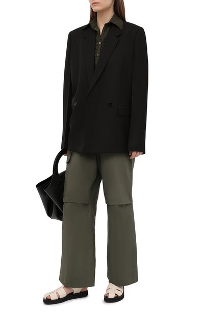 Хлопковые брюки JIL SANDER хаки цвета по цене 66950 руб., арт. JPPS310705-WS242600, фото 2 Хлопковые брюки JIL SANDER, арт. JPPS310705-WS242600, фото 2