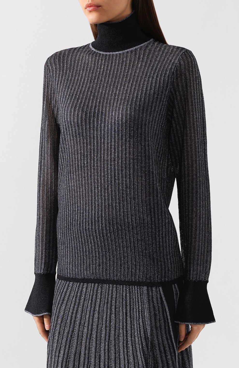 Водолазка VICTORIA, VICTORIA BECKHAM темно-синего цвета по цене 25250 руб., арт. KNTVV 153 PAW19 VISC0SE BLEND, фото 3 Водолазка VICTORIA, VICTORIA BECKHAM, арт. KNTVV 153 PAW19 VISC0SE BLEND, фото 3