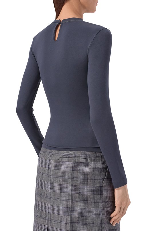 Хлопковый лонгслив Brunello Cucinelli MPTC8BJ300 Синий  MPTC8BJ300 Фото 4