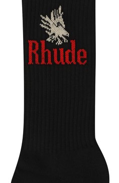 Мужские хлопковые носки RHUDE черного цвета, арт. RHPS24S002616149 | Фото 2 (Кросс-КТ: бельё; Материал сплава: Проставлено; Нос: Не проставлено; Материал внешний: Хлопок)