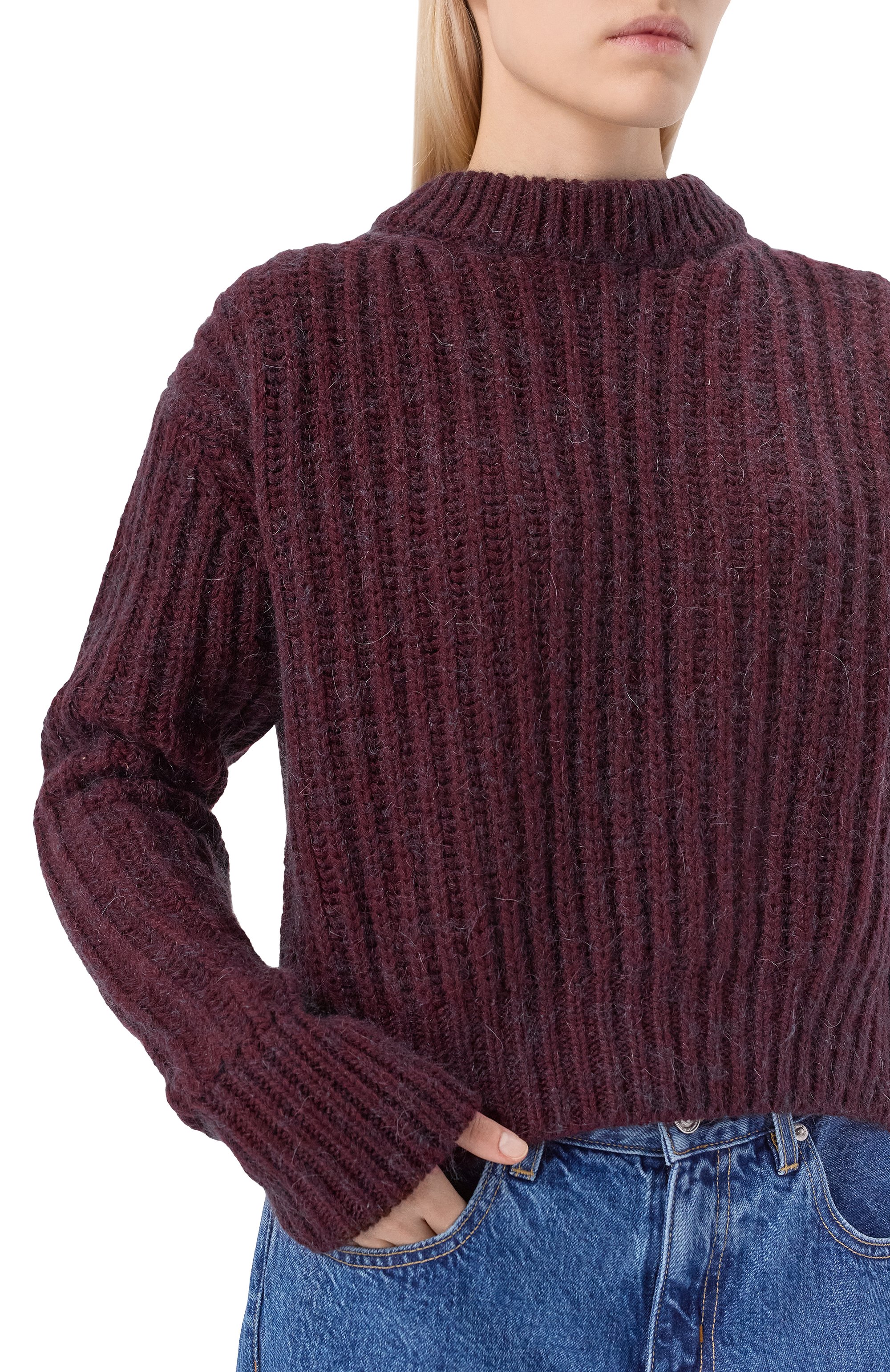 Свитер из шерсти и кашемира SASUPHI бордового цвета по цене 141500 руб., арт. W25662/BU, фото 5 Свитер из шерсти и кашемира SASUPHI, арт. W25662/BU, фото 5