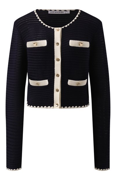 Женский кардиган из хлопка и вискозы SELF-PORTRAIT, арт. PF24-131J-BL