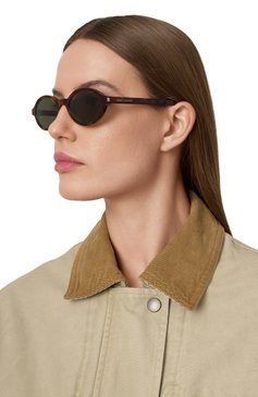Женские солнцезащитные очки SAINT LAURENT коричневого цвета, арт. SL 751 JEANNE 003 | Фото 2 (Нос: Не проставлено; Региональные ограничения белый список (Axapta Mercury): Не проставлено; Тип очков: С/з; Материал: Пластик; Оптика Гендер: оптика-женское; Очки форма: Овальные)