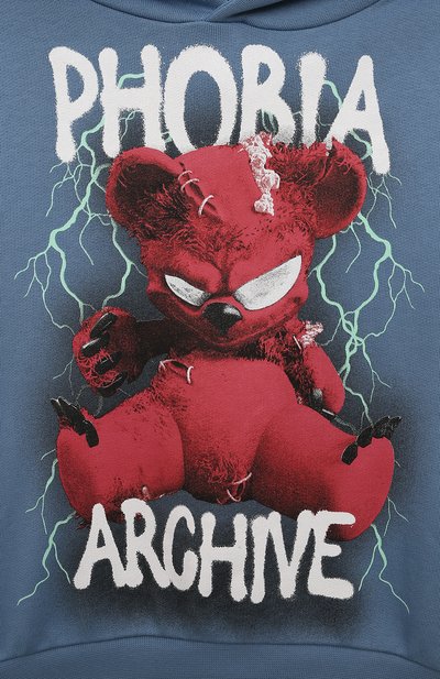 Хлопковое худи PHOBIA ARCHIVE тёмно-голубого цвета по цене 9505 руб., арт. PHK00675, фото 3 Хлопковое худи PHOBIA ARCHIVE, арт. PHK00675, фото 3