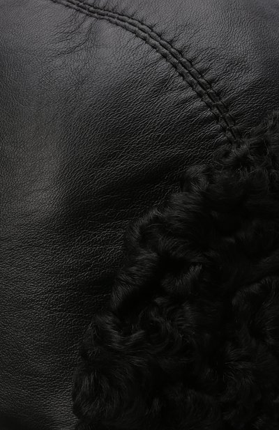 Кожаная шапка-ушанка с отделкой из меха каракульчи FURLAND, арт. 0017103910092100000, фото 3