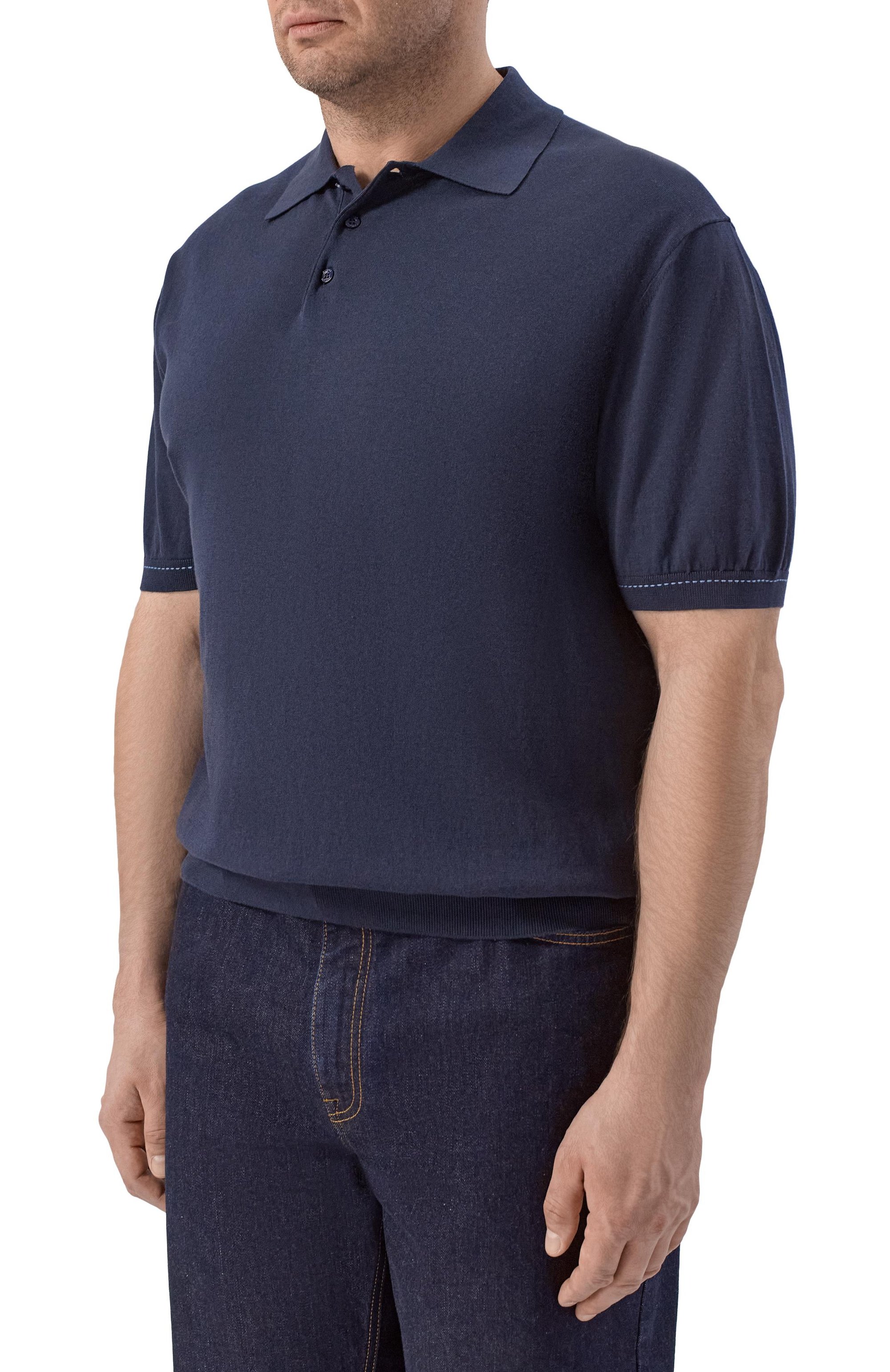 Поло из хлопка и шелка CANALI,  арт. C0127B/MK02479, фото 3