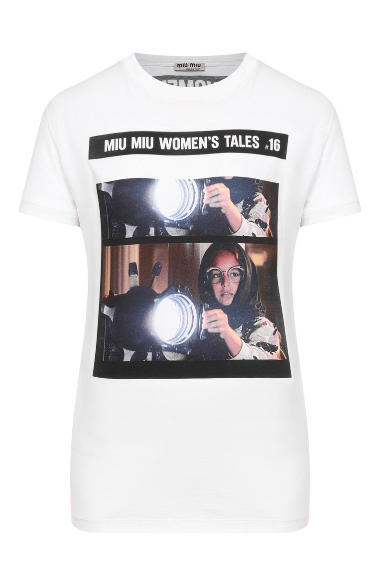 Хлопковая футболка MIU MIU, арт. MJN098-1QD2-F0009, фото 1