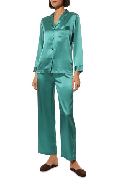 Шелковая пижама LUNA DI SETA бирюзового цвета по цене 60010 руб., арт. VLST08007, фото 2 Шелковая пижама LUNA DI SETA, арт. VLST08007, фото 2