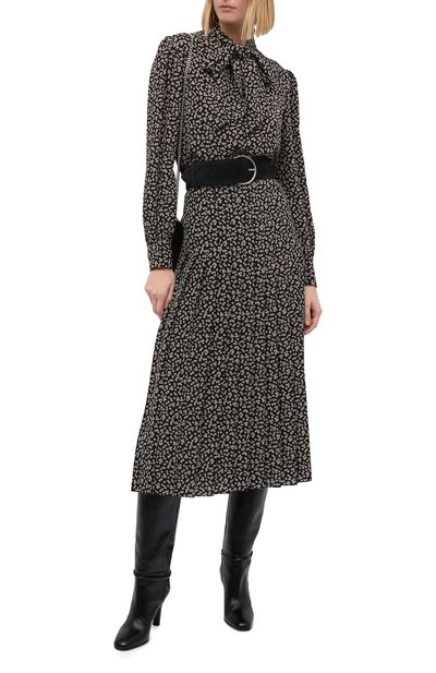 Шелковая юбка CELINE черно-белого цвета по цене 251000 руб., арт. 2J026479K, фото 2 Шелковая юбка CELINE, арт. 2J026479K, фото 2