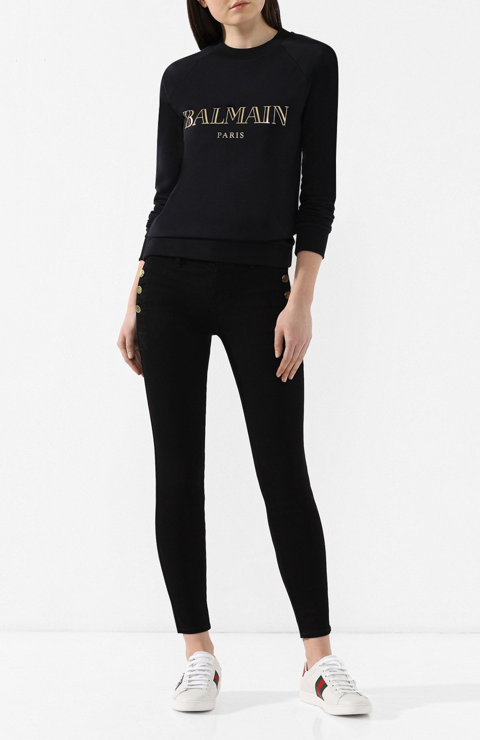 Хлопковый пуловер BALMAIN черного цвета по цене 58550 руб., арт. RF13735/I044, фото 2 Хлопковый пуловер BALMAIN, арт. RF13735/I044, фото 2