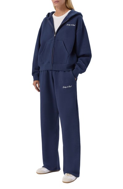 Хлопковые брюки SPORTY AND RICH синего цвета по цене 32200 руб., арт. PA071712326BL132, фото 2 Хлопковые брюки SPORTY AND RICH, арт. PA071712326BL132, фото 2