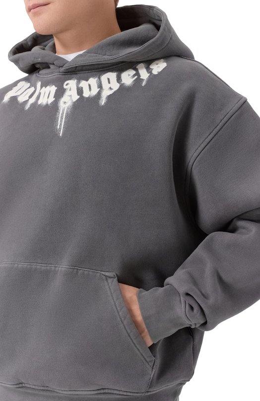 Хлопковое худи Palm Angels PMBB17DF25FLE003 Серый  PMBB17DF25FLE003 Фото 5