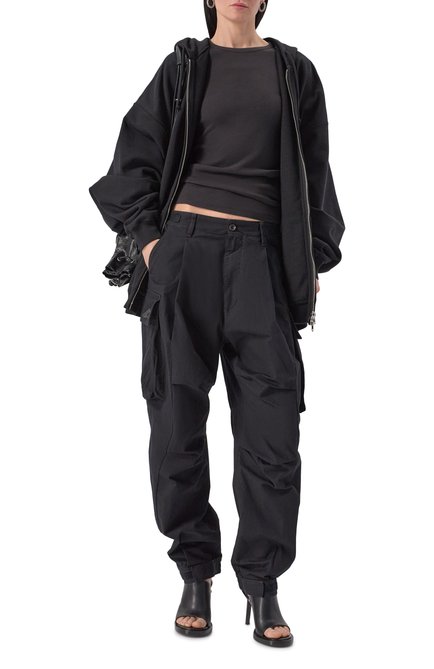 Женские хлопковые джоггеры-карго DSQUARED2 черного цвета, арт. S80KA0047/D35224 | Фото 2 (Драгоценные камни: Проставлено; Длина (брюки, джинсы): Стандартные; Материал внешний: Хлопок; Материал сплава: Проставлено)