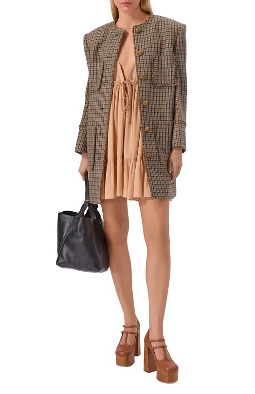 Кожаные туфли Chloé CH26S14CWK Коричневый  CH26S14CWK Фото 3