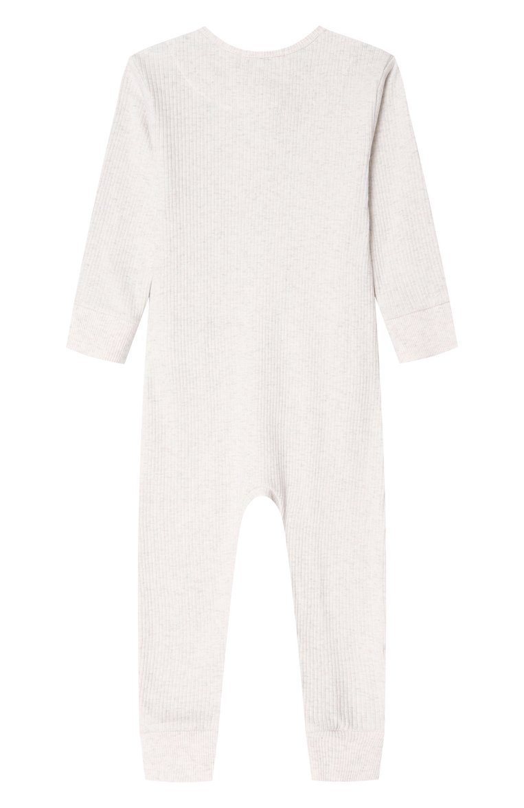 Детский хлопковый комбинезон BABYBU светло-бежевого цвета, арт. PN3100NS | Фото 2 (Материал внешний: Хлопок; Нос: Не проставлено; Ростовка одежда: 3 мес | 62 см, 12 мес | 80 см, 6 мес | 68 см, 0 - 3 мес | 50 - 60 см)