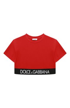 Детская хлопковая футболка DOLCE & GABBANA красного цвета, арт. L5JTHR/G7E3K/8-14 | Фото 1 (Девочки Кросс-КТ: футболка-одежда; Рукава: Короткие; Материал сплава: Проставлено; Нос: Не проставлено; Материал внешний: Хлопок; Драгоценные камни: Проставлено; Ростовка одежда: 10 - 11 �лет | 140 - 146см, 12 лет | 152 см, 8 лет | 128 см)