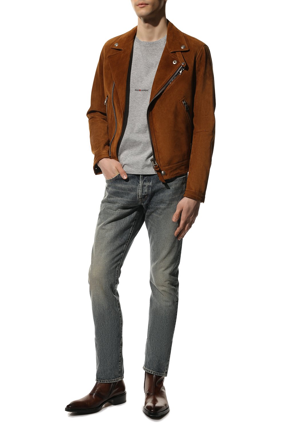 Джинсы SAINT LAURENT синего цвета по цене 65000 руб., арт. 597052/Y502V, фото 2 Джинсы SAINT LAURENT, арт. 597052/Y502V, фото 2