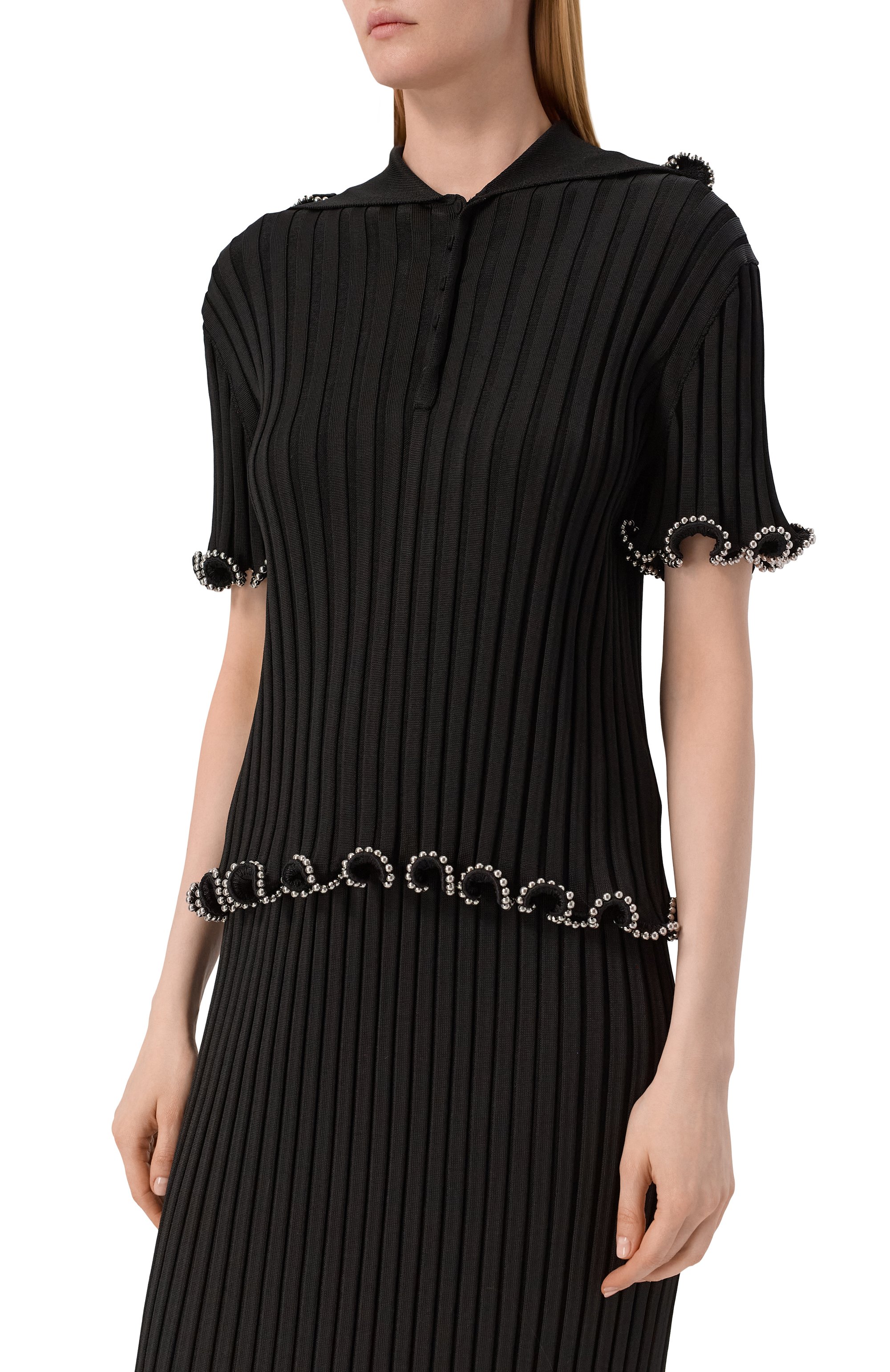 Поло из вискозы JIL SANDER черного цвета по цене 480500 руб., арт. J03GL0107/J18346, фото 3 Поло из вискозы JIL SANDER, арт. J03GL0107/J18346, фото 3