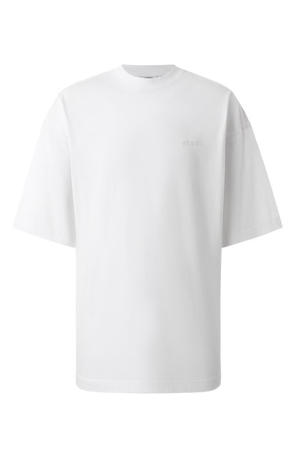 Мужская хлопковая футболка VETEMENTS белого цвета, арт. UA66TR765W | Фото 1 (Материал сплава: Проставлено; Материал внешний: Хлопок; Длина (для топов): Удлиненные; Рукава: 3/4; Драгоценные камни: Проставлено)