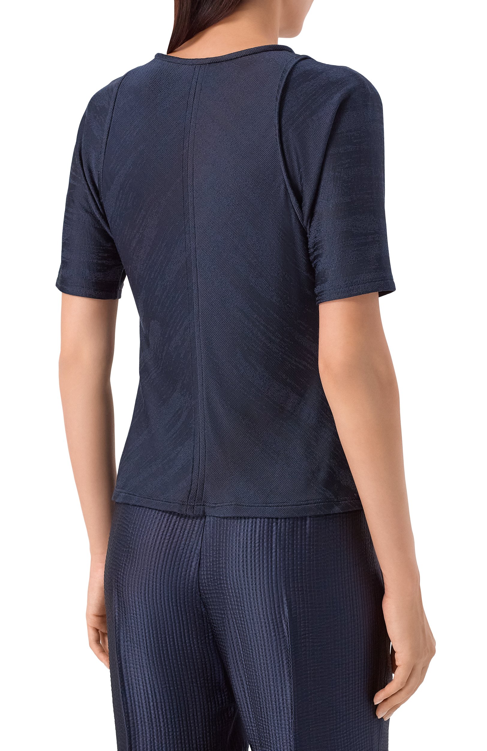 Топ из вискозы GIORGIO ARMANI темно-синего цвета по цене 85300 руб., арт. GW004437/AF24786, фото 4 Топ из вискозы GIORGIO ARMANI, арт. GW004437/AF24786, фото 4