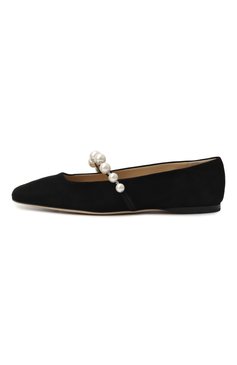 Женские замшевые балетки ade JIMMY CHOO черного цвета, арт. ADE FLAT/SZR | Фото 4 (Материал внутренний: Натуральная кожа; Подошва: Плоская; Материал внешний: Натуральная кожа, Замша; Каблук высота: Низкий)