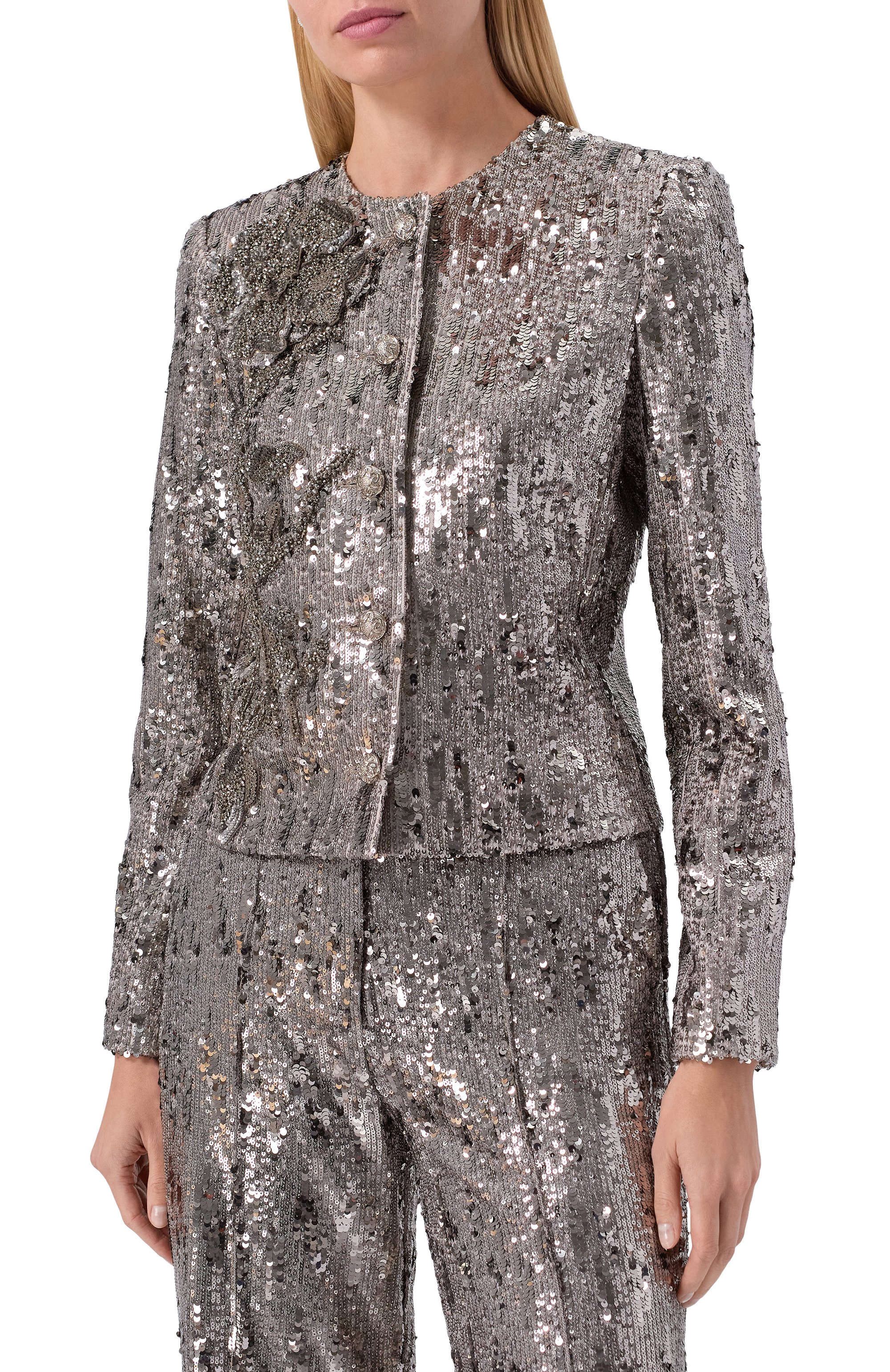 Жакет с отделкой пайетками ELIE SAAB, арт. J0151NP25/PA009, фото 3