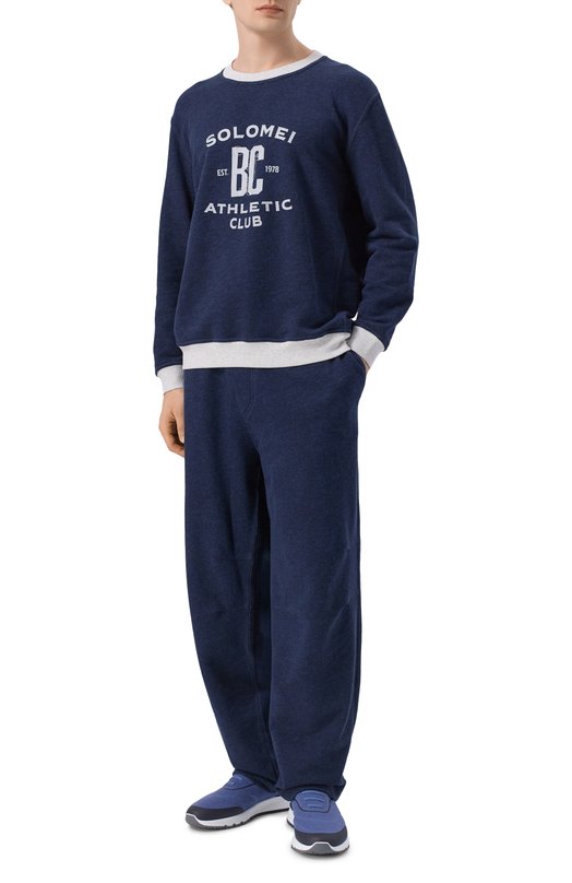 Брюки из хлопка и льна Brunello Cucinelli MR8313381G Синий  MR8313381G Фото 2