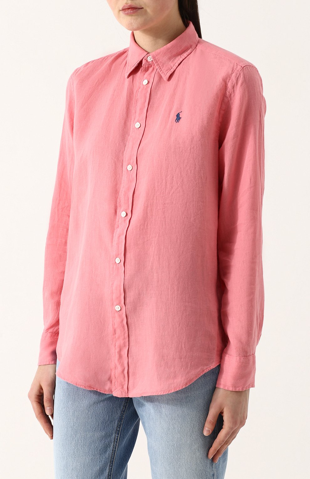 Однотонная льняная блуза свободного кроя POLO RALPH LAUREN, арт. 211697460, фото 3