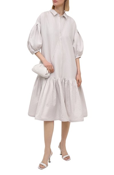 Платье из хлопка и шелка TEGIN светло-серого цвета по цене 55000 руб., арт. SD2149, фото 2 Платье из хлопка и шелка TEGIN, арт. SD2149, фото 2