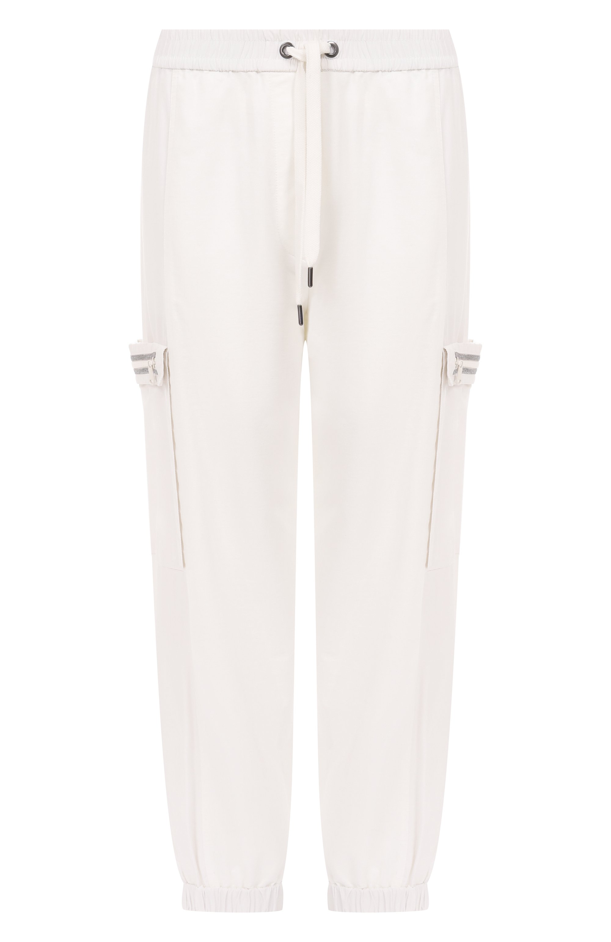 Хлопковые джоггеры BRUNELLO CUCINELLI белого цвета по цене 175500 руб., арт. MH827EP499, фото 1 Хлопковые джоггеры BRUNELLO CUCINELLI, арт. MH827EP499, фото 1