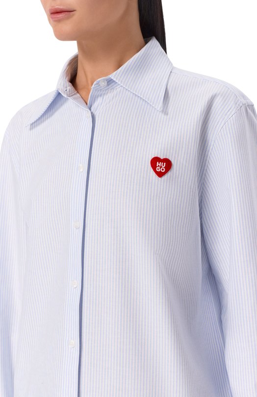 Хлопковая рубашка HUGO 50556370 Голубой  50556370 Фото 5