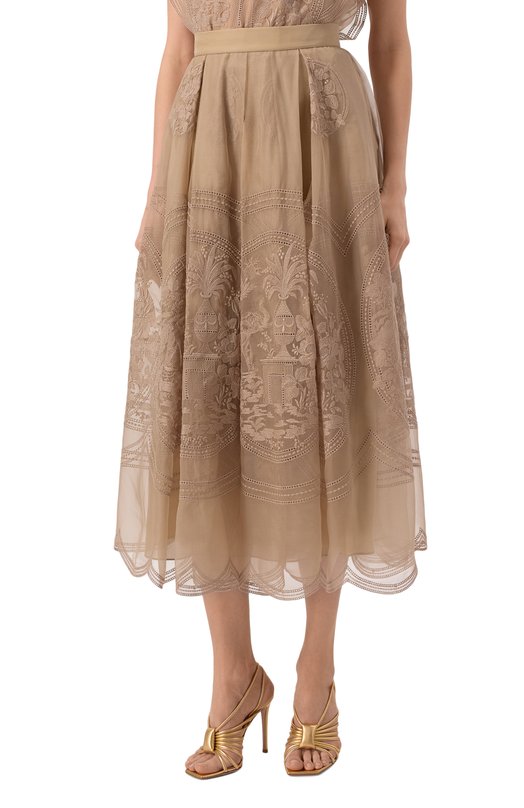 Шелковая юбка Elie Saab SK143NS25 Бежевый  SK143NS25 Фото 3
