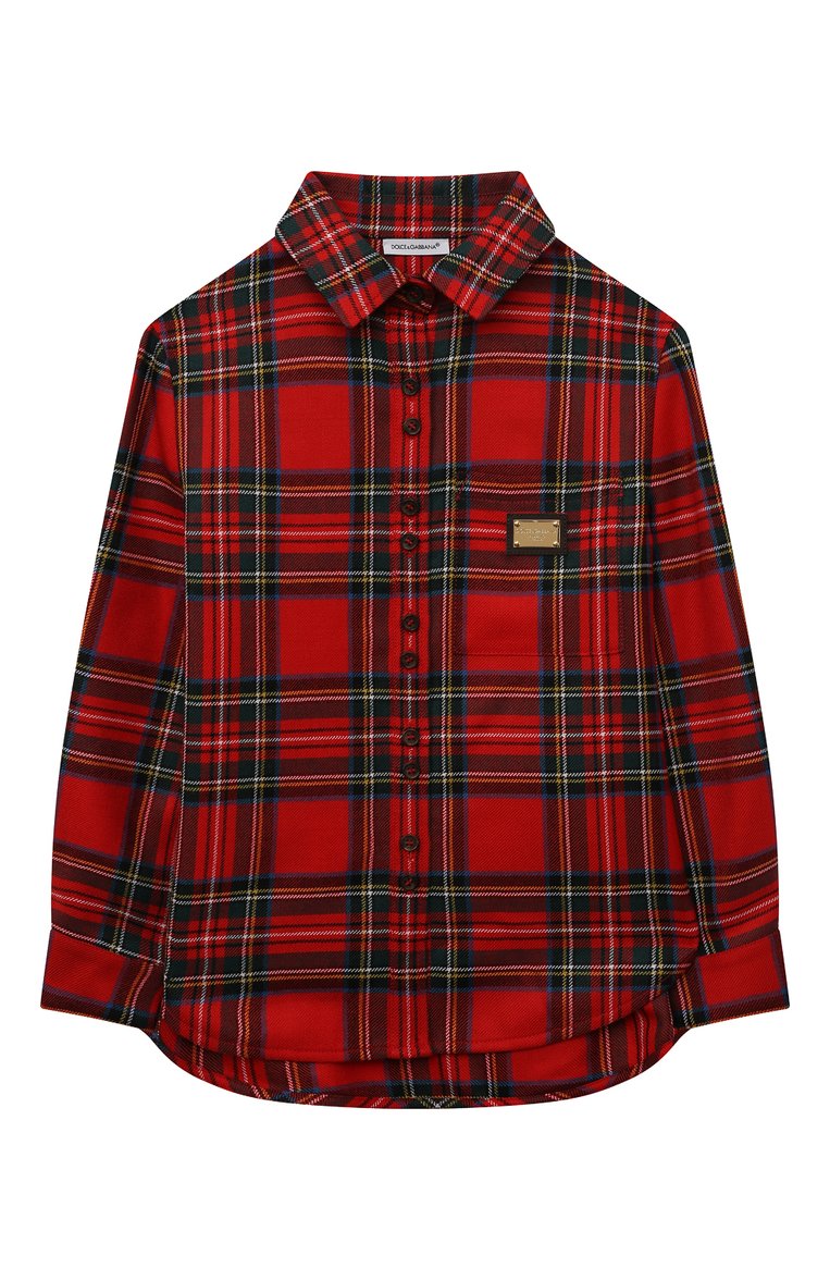 Детское шерстяная рубашка DOLCE & GABBANA красного цвета, арт. L55S90/FQ2C9/8-14 | Фото 1 (Материал внешний: Шерсть; Рукава: Длинные; Случай: Повседневный)