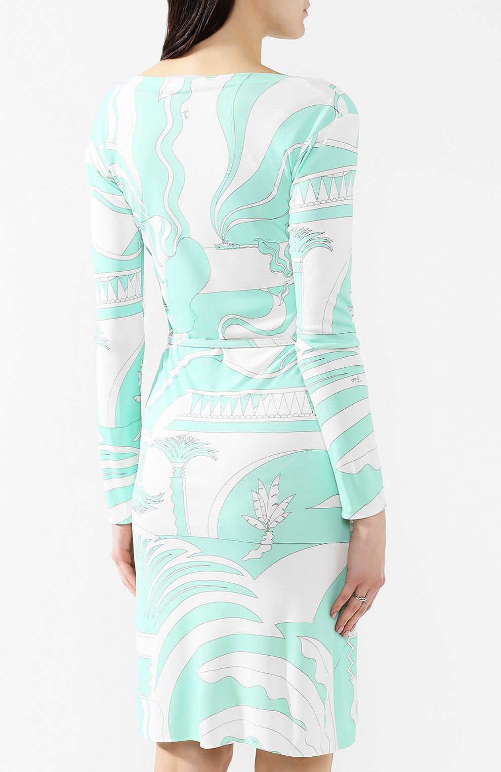 Платье с поясом EMILIO PUCCI бирюзового цвета по цене 72800 руб., арт. 9HJH38/9H797, фото 4 Платье с поясом EMILIO PUCCI, арт. 9HJH38/9H797, фото 4