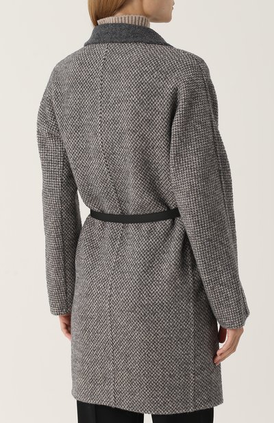 Шерстяное пальто с кожаным поясом LORO PIANA, арт. FAG3295, фото 4