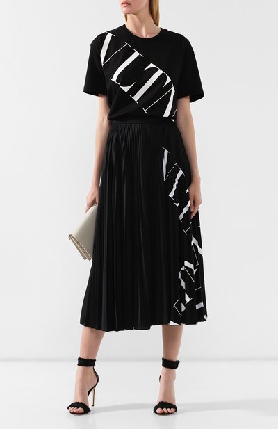 Хлопковая футболка VALENTINO черно-белого цвета по цене 42400 руб., арт. SB3MG02E4SH, фото 2 Хлопковая футболка VALENTINO, арт. SB3MG02E4SH, фото 2