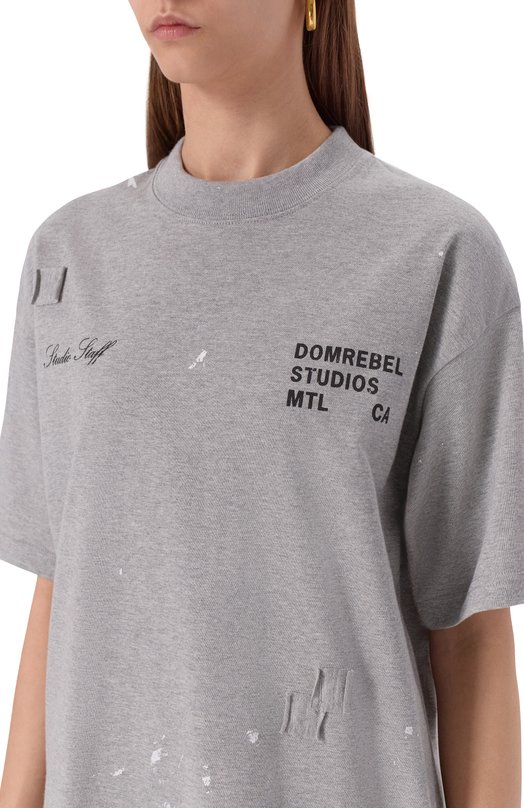 Хлопковая футболка DOMREBEL STAFF TEE T-SHIRT Серый  STAFF TEE T-SHIRT Фото 5