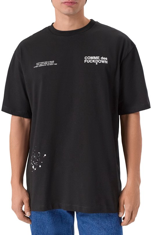 Хлопковая футболка Comme des Fuckdown CFABM01749 Чёрный  CFABM01749 Фото 3